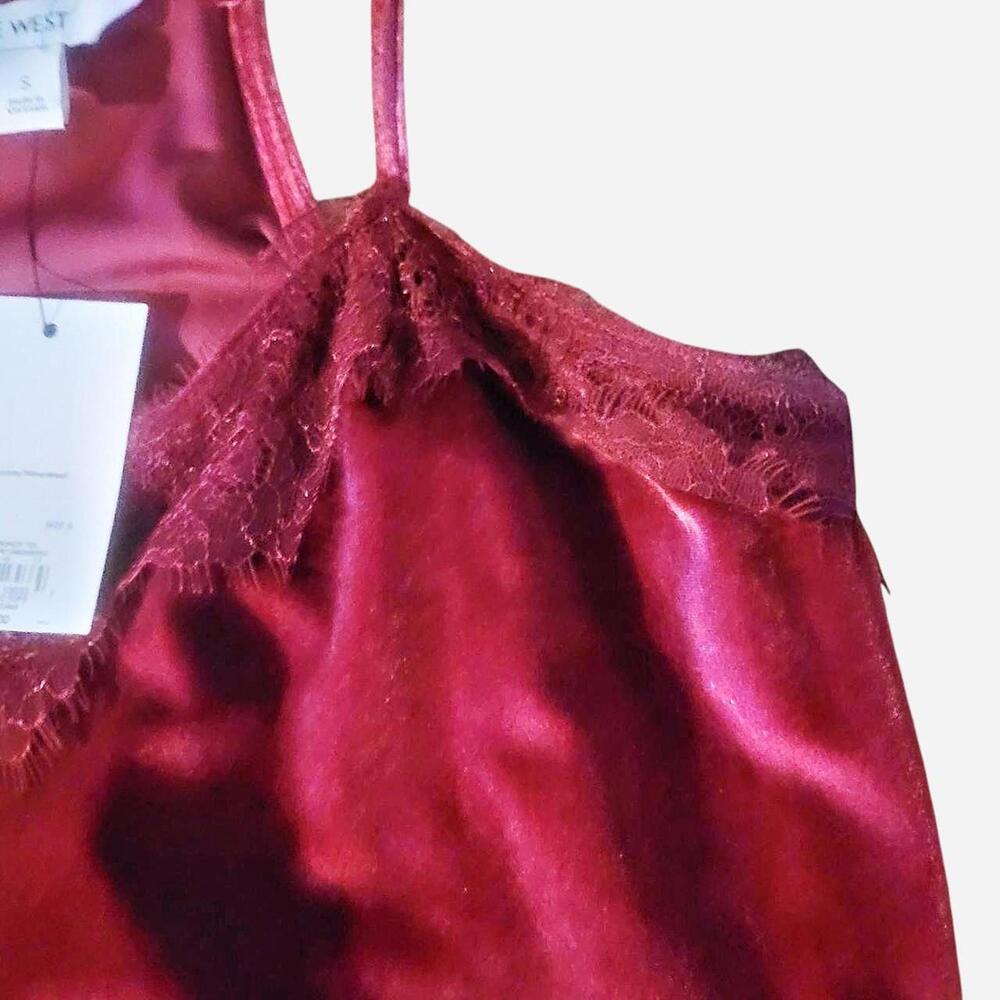 Nine West laced burgandy vneck  tank top - Picture 3 of 7